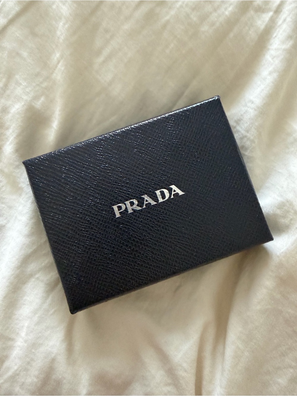 Prada Black Saffiano Leather Money Clip with Silver Logo